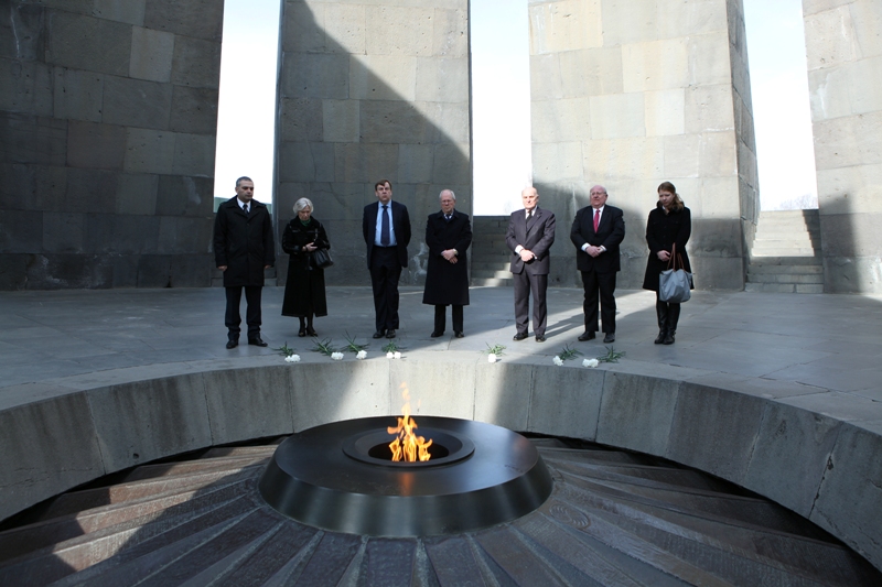 The British parliamentary delegation at the Tsiternakaberd Genocide Memorial